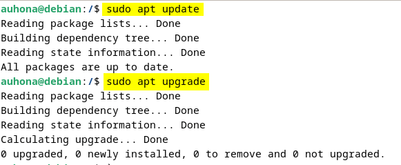 Update and upgrade the Debian VM.