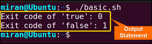what are the true and false in bash script