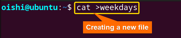 Creating a new file with cat command 