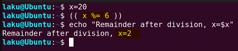 Remainder after divisioin operator
