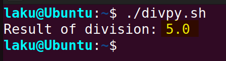 Division in Bash using Python