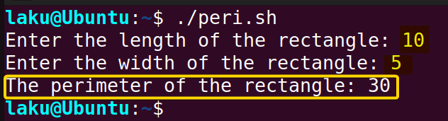 Finding the perimeter of a rectangle using bash arithmetic operators