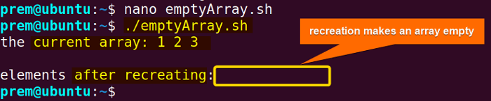 empty an indexed array and remove elements