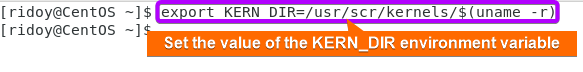 set the KERN_DIR as an environment variable