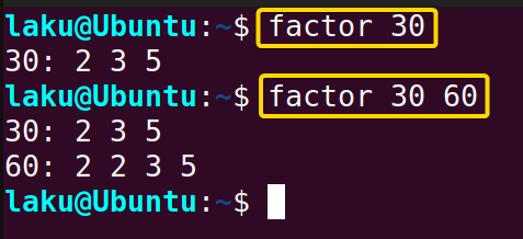 factor command for prime factorization of numbers in Bash