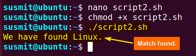 The “linux” word has been found inside the file1.txt irrespective of the casing.