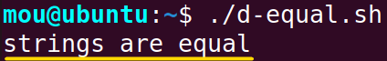 checking equality between strings using double equal to operator to compare in bash