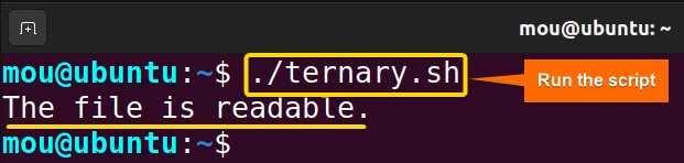 writing bash if else condition in one line using ternary operator