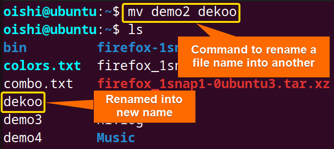 Rename a file into a new one
