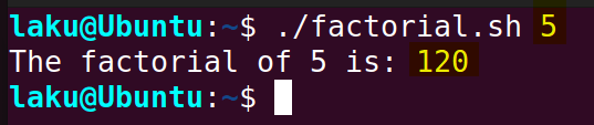 Factorial of a number in Bash