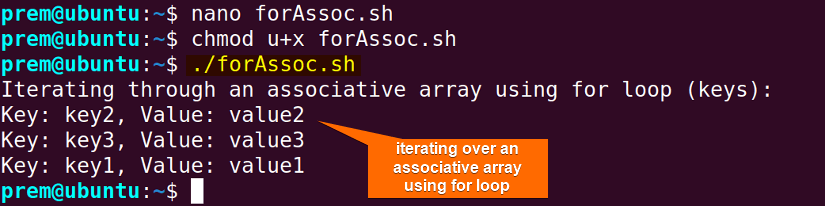 iterate associative array using for loop
