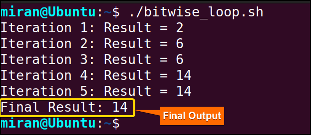 Bitwise OR Operator in a Loop