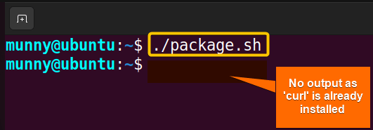 Install a package using double pipe in bash