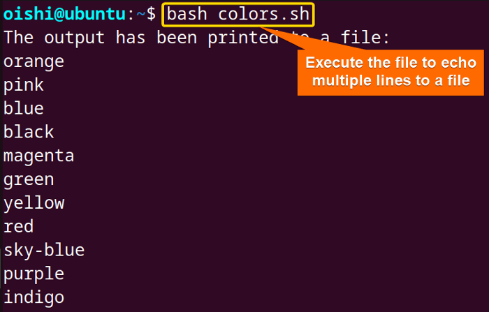 Echo multiple lines using shell variable