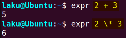 expr command for math in Bash