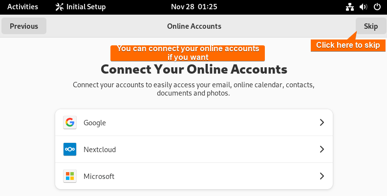 skip connecting on your online accounts