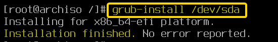 Install GRUB to the "/dev/sda" disk.