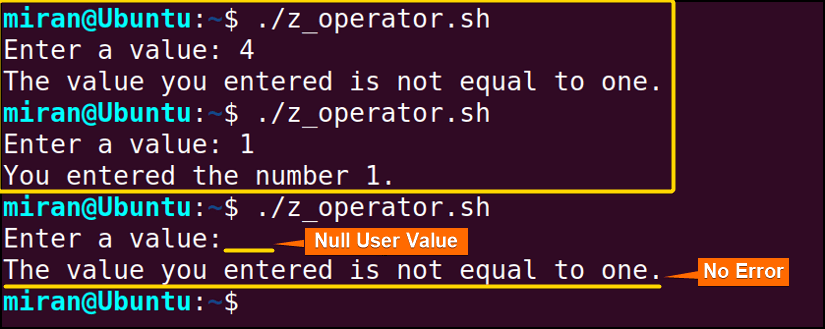 Utilizing the “-z” Unary Operator