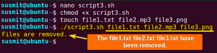 Multiple bash files which are presently exist have been removed by rm command.