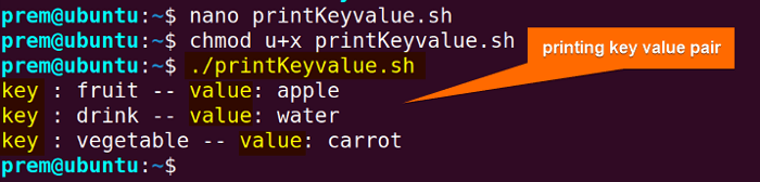 print key value pairs