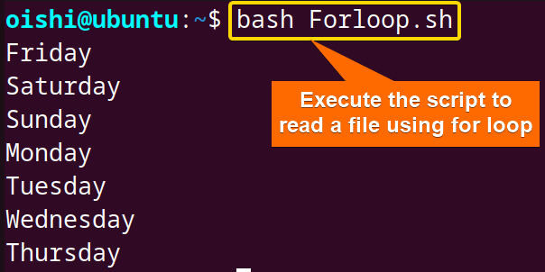 Using for loop to read a file