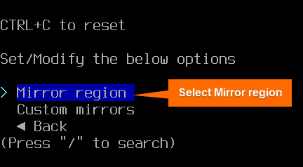 select your mirror region