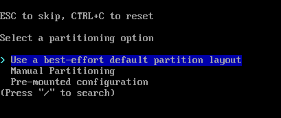 select default partition layout