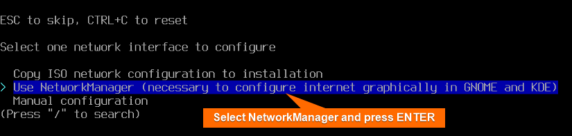 select network manager from network configuration