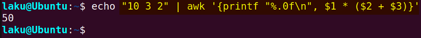 awk command for math in Bash