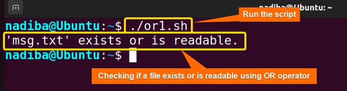 Checking if a file exists or is readable using OR operator