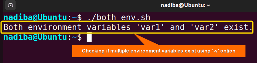 Checking if multiple environment variables exist using '-v' command