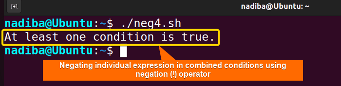 Negating individual expression in combined conditions using negation (!) operator