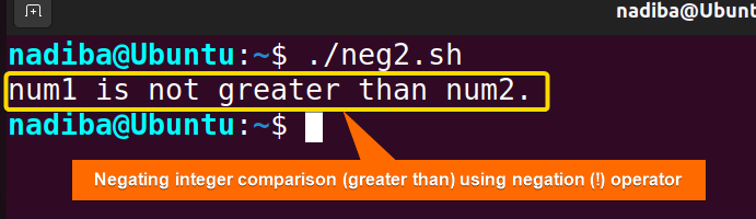 Negating integer comparison (greater than) using negation (!) operator
