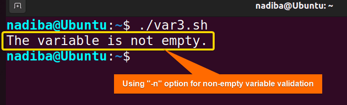 Using '-n' option with '[ ]' construct for non-empty variable validation