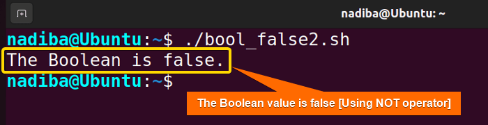 Check if Boolean value is false by using the NOT (!) operator