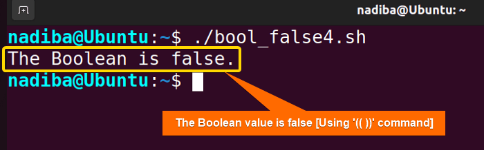 Checking if Boolean value is false by using the "(( ))" command with the string equality operator "=="