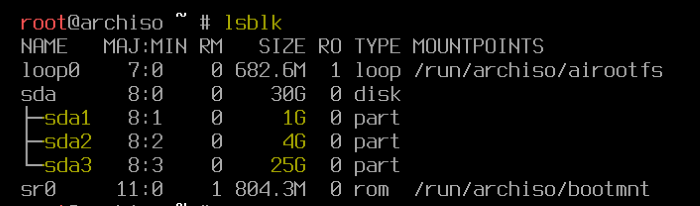 Shows the partition table in the disk.