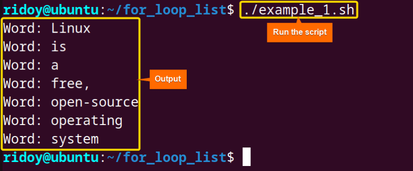Iterating Over Strings Using “for” Loop in bash