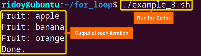 array iteration for loop example
