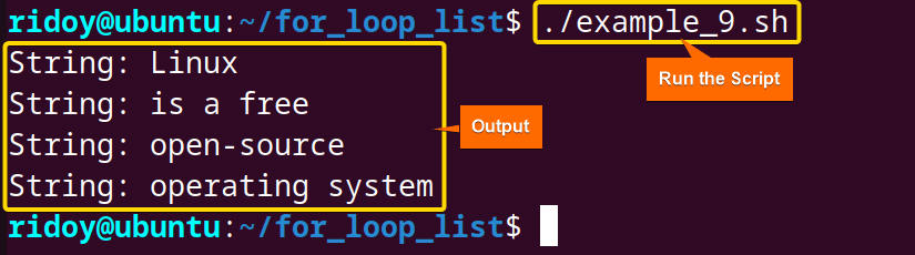 List Multiple Arrays of Strings Together using for loop in bash scripting