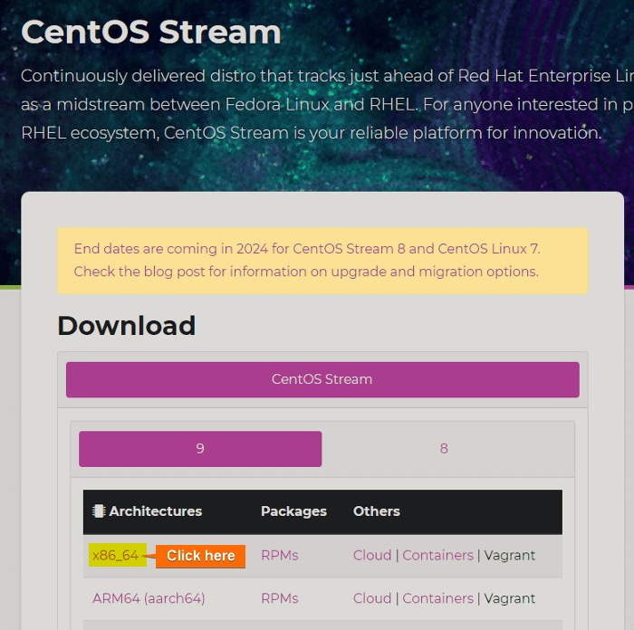official website of CentOS