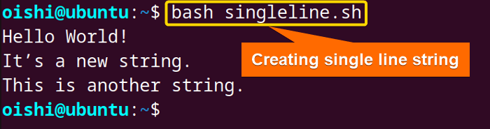 Create a single line string in bash