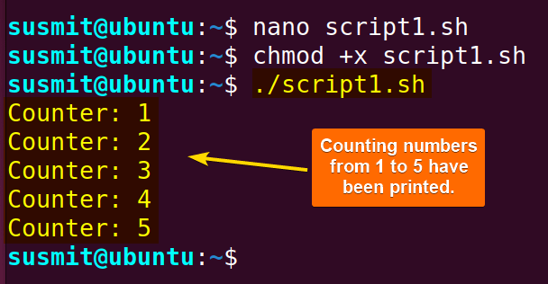A simple until loop containg bash script.