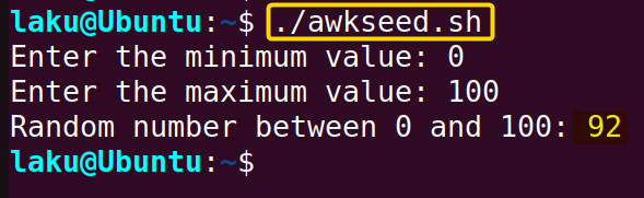 Generating random numbers in Bash with random seed value