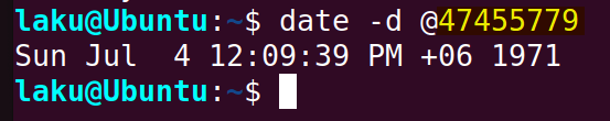 Unix timestamp to date time format in Bash