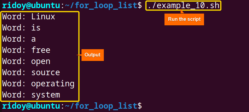 Read the List of Strings Using a Pattern With “for” Loop