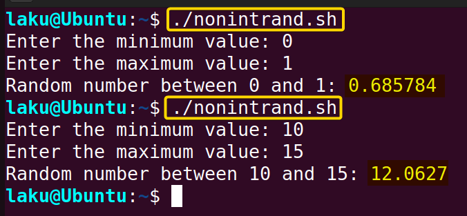 Generating floating point random number in Bash