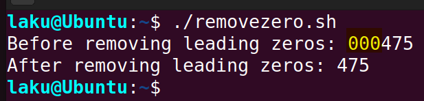 Removing leading zeros from integer numbers in Bash