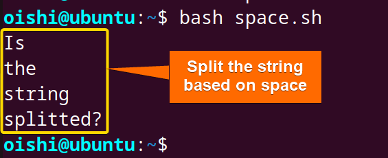 Split bash string using space