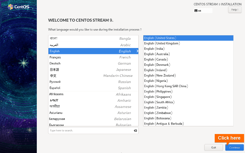 Select your preferred language 